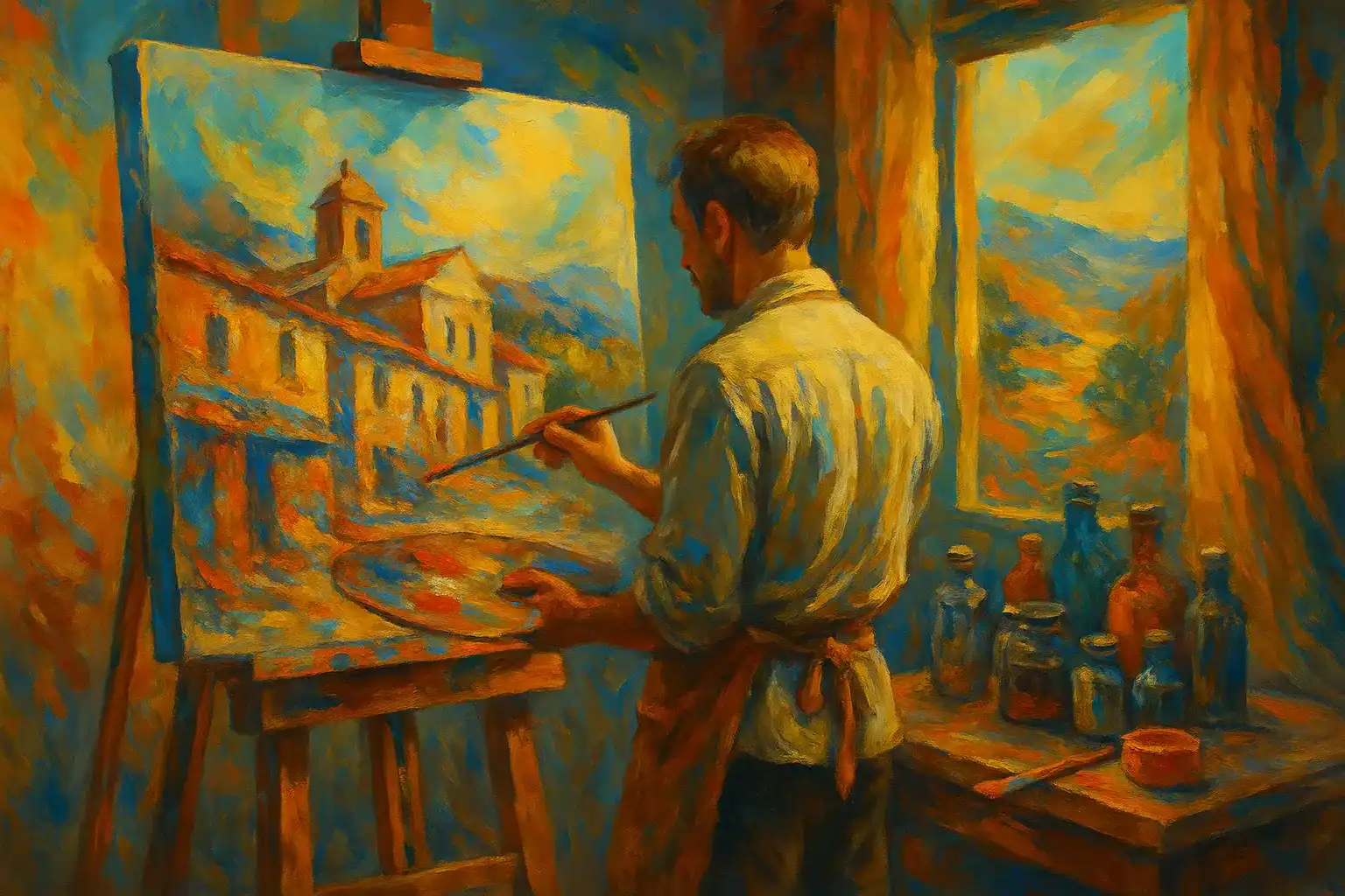 Peintre devant sa toile